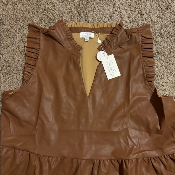 Mud Pie Women Tabitha Leather Dress - Picture 2 of 2